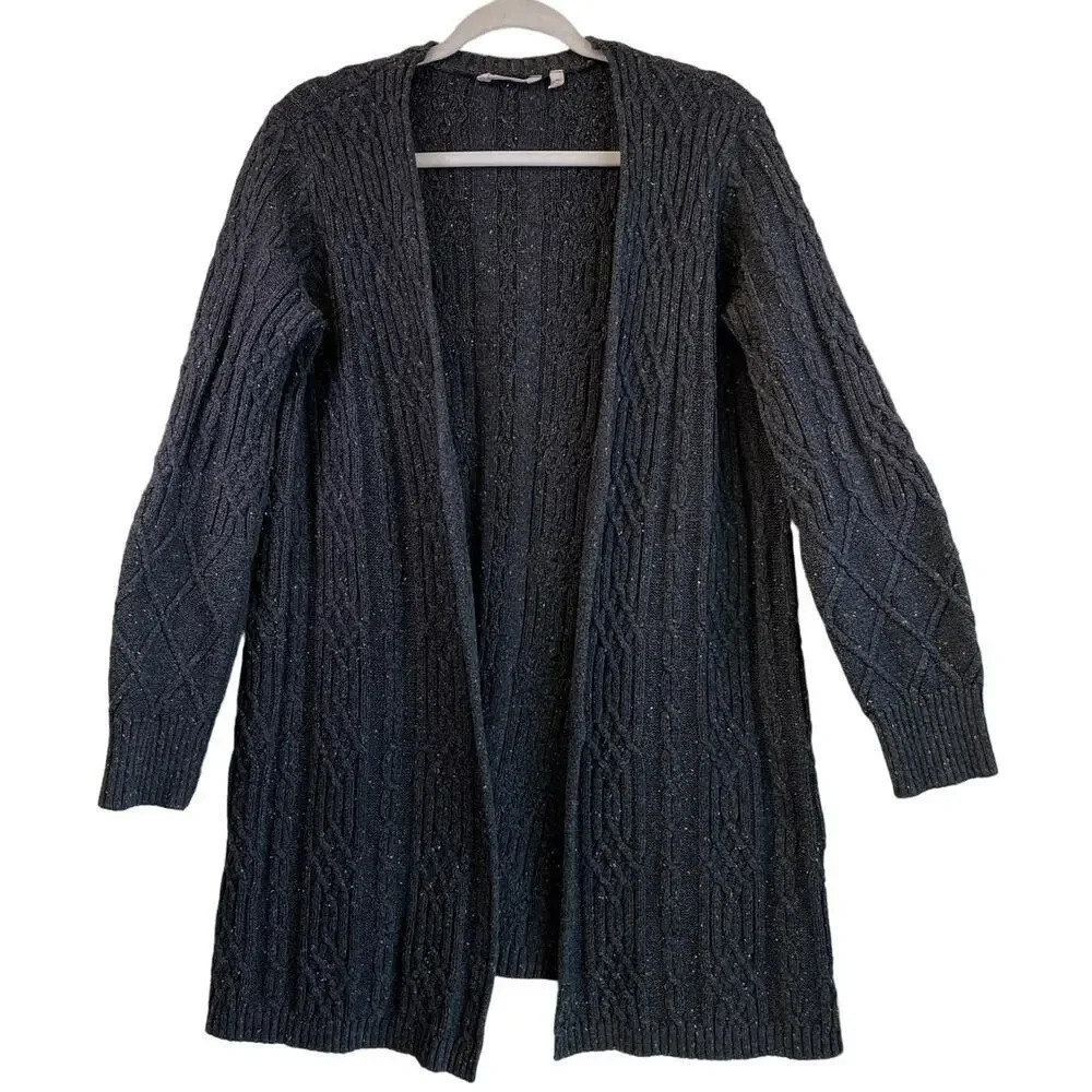 Soft Surrounding Womens Gray M Cable Knit Costal Cardigan
